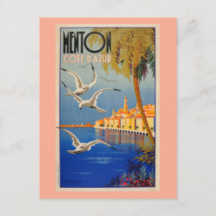 Vintage Menton CoTe D'azur Holiday Postcard