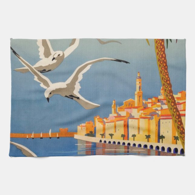 Vintage Menton CoTe D'azur Kitchen Towel (Horizontal)