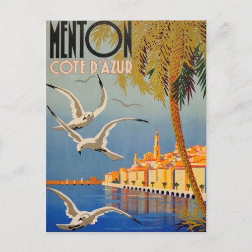 Vintage Menton CoTe Dazur Postcard
