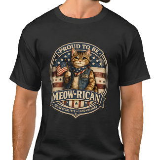 Vintage Meow-rican American Flag Cat Dad Men's T-Shirt
