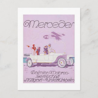 VIntage Mercedes Ad -Purple, Airplane Postcard