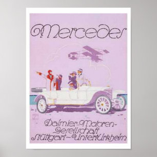 VIntage Mercedes Ad -Purple, Airplane Poster