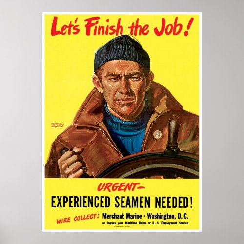 Vintage Merchant Marine Ad Poster