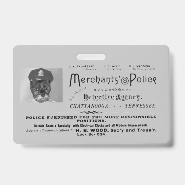 Vintage Merchants of  Police          Badge (Front)