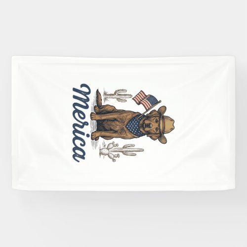 Vintage Merica Cowboy Dog American Flag Shirt_1 Banner