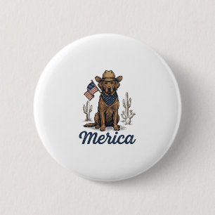 Vintage Merica Cowboy Dog American Flag Shirt_1 Button