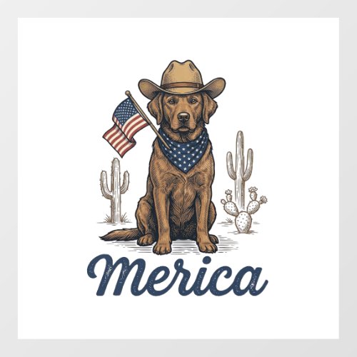 Vintage Merica Cowboy Dog American Flag Shirt_1 Floor Decals