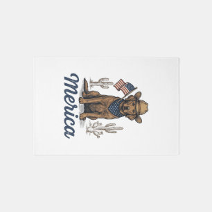 Vintage Merica Cowboy Dog American Flag Shirt_1 Rug