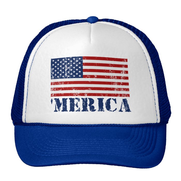 Vintage Distressed 'MERICA US Flag Trucker Hat