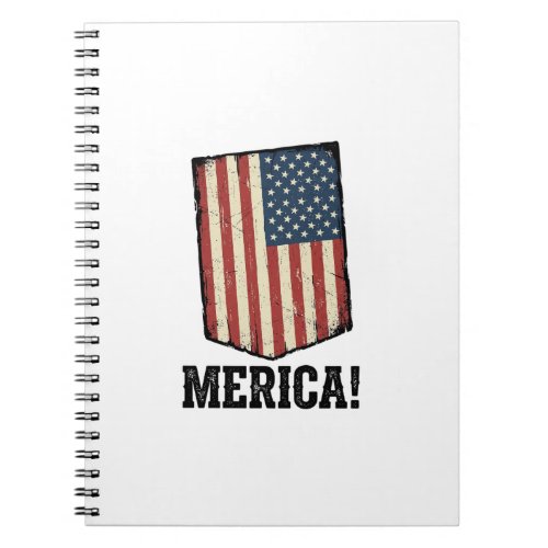 Vintage Merica Flag Patriotic Graphic Shirt_1 Notebook