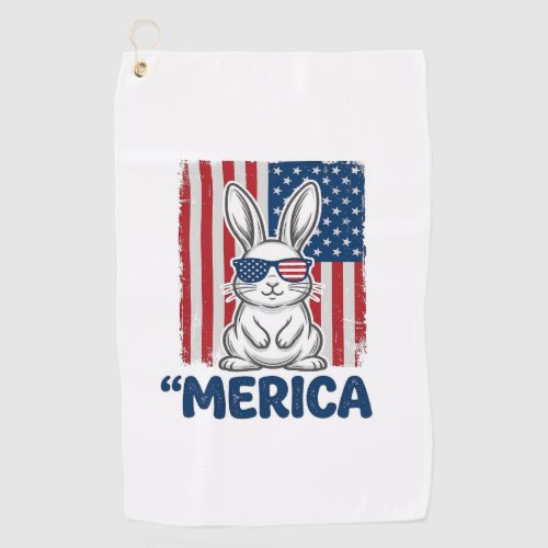 Vintage Merica Patriotic Bunny Shirt Design_1 Golf Towel