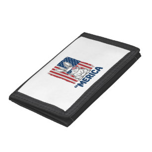 Vintage Merica Patriotic Bunny Shirt Design_1 Trifold Wallet