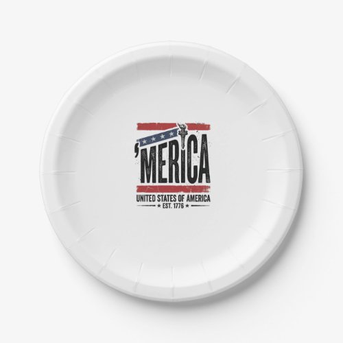 Vintage Merica Patriotic Distressed Shirt Design_1 Paper Plates