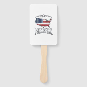 Vintage Merica Patriotic Flag Map Shirt Design_1 Hand Fan