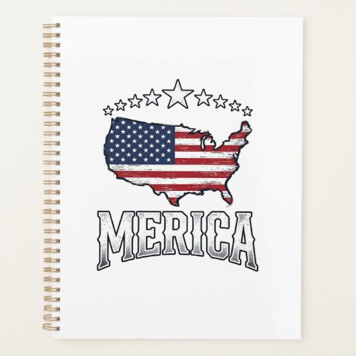 Vintage Merica Patriotic Flag Map Shirt Design_1 Planner