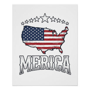 Vintage Merica Patriotic Flag Map Shirt Design_1 Poster