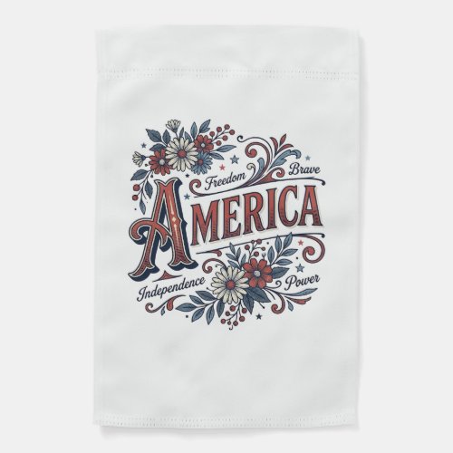 Vintage Merica Patriotic Floral Shirt Design_1 Garden Flag