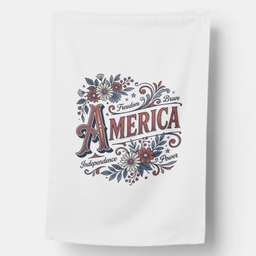 Vintage Merica Patriotic Floral Shirt Design_1 House Flag