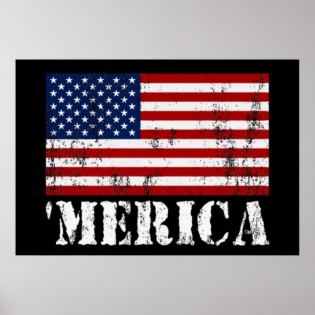 Vintage 'MERICA U.S. Flag Poster (medium) (Front)