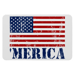 Vintage 'MERICA US Flag Patriotic Premium Magnet
