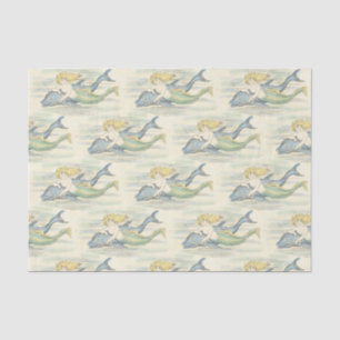 Vintage Mermaid and Dolphin Nautical Decoupage Tissue Paper