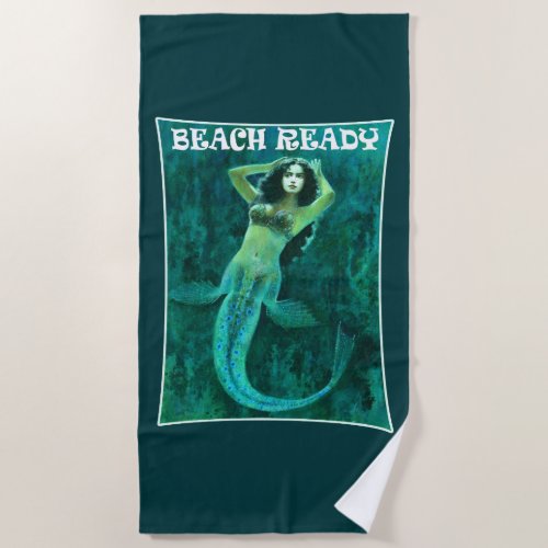 Vintage Mermaid Beach Ready Beach Towel