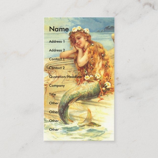 Vintage Mermaid Business Card (Front)