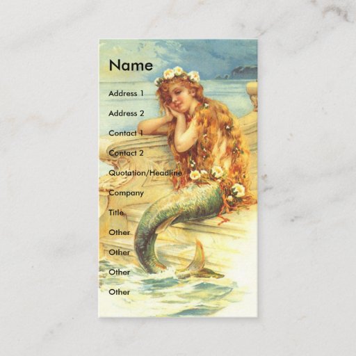 Customizable Vintage Mermaid Business Card Templates