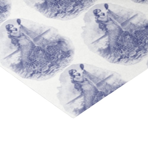 Vintage Mermaid Caught in Net Starfish Shell Blue Tissue Paper