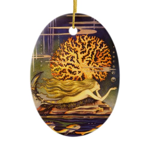 Vintage Mermaid Ceramic Ornament