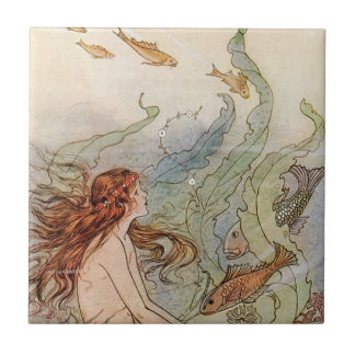 Vintage Mermaid Ceramic Tile