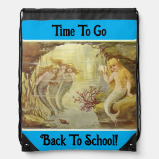 Vintage Mermaid Children Drawstring Backpack