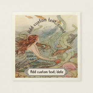 Vintage Mermaid Dover Under The Sea Custom Party Napkins