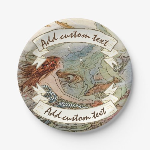 Vintage Mermaid Dover Under The Sea Custom Party Paper Plates