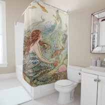 Vintage Mermaid Dover Under The Sea Shower Curtain