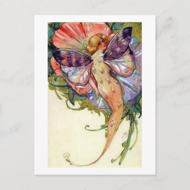 Vintage Mermaid Fairy Postcard (Front)
