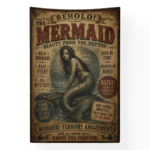 Vintage Mermaid Freak Sideshow Banner