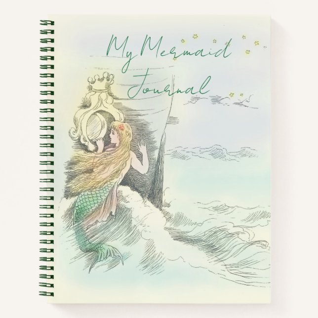 Vintage Mermaid Gazing into a Ship's Window  Notebook (Front)