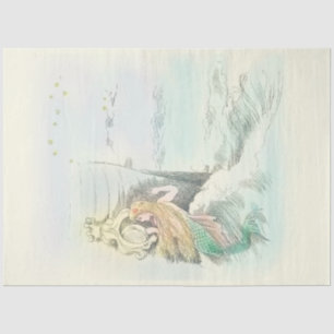 Vintage Mermaid Gazing into a Ship's Window Tissue Paper