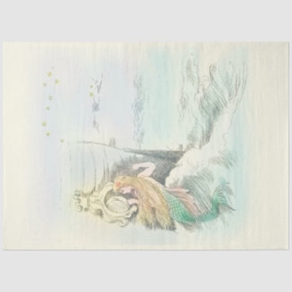 Vintage Mermaid Gazing into a Ship's Window Tissue Paper