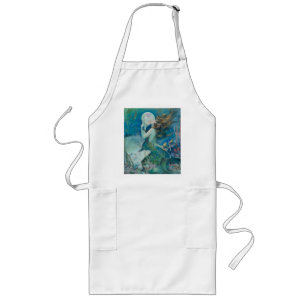 Vintage Mermaid Holding Pearl Long Apron