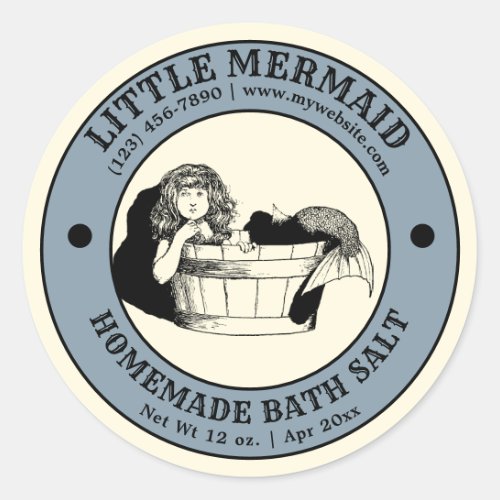 Vintage Mermaid Homemade Bath Salt Label Template