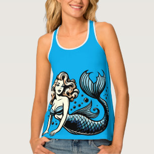 Vintage Mermaid Illustration Tank Top