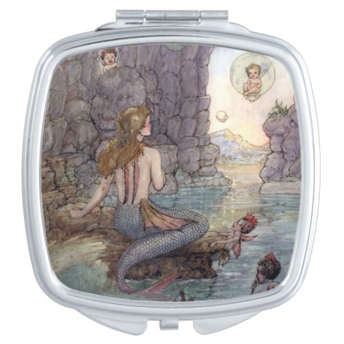 Vintage _ Mermaid in a Grotto Compact Mirror
