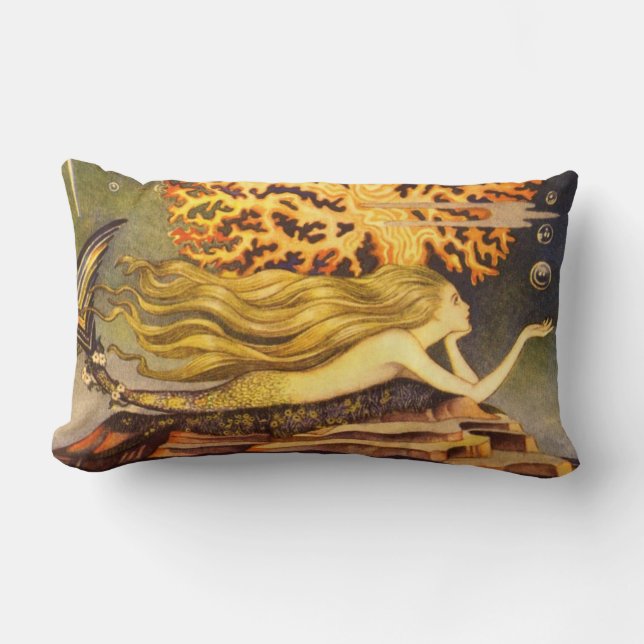 Vintage Mermaid Lumbar Pillow (Front)