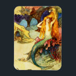 Vintage Mermaid Magnet<br><div class="desc">Vintage Mermaid magnet. Fantasy Illustration 1910s. Warwick Goble was a world famous fantasy illustrator during the first half of the twentieth century. Though he is best known for his beautiful fairy paintings, Goble also created some gorgeous depictions of mermaids. This illustration features a pretty young mermaid comping her red hair...</div>