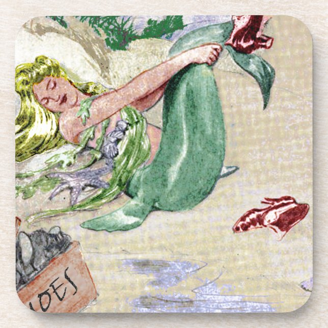 Vintage Mermaid Merchandise Drink Coaster (Front)