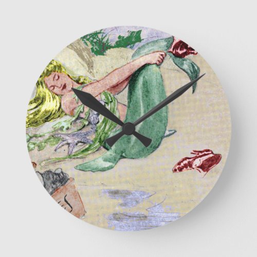 Vintage Mermaid Merchandise Round Clock