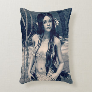 Vintage Mermaid Old Photo Fantasy Art Decorative Pillow