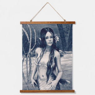 Vintage Mermaid Old Photo Fantasy Art Hanging Tapestry